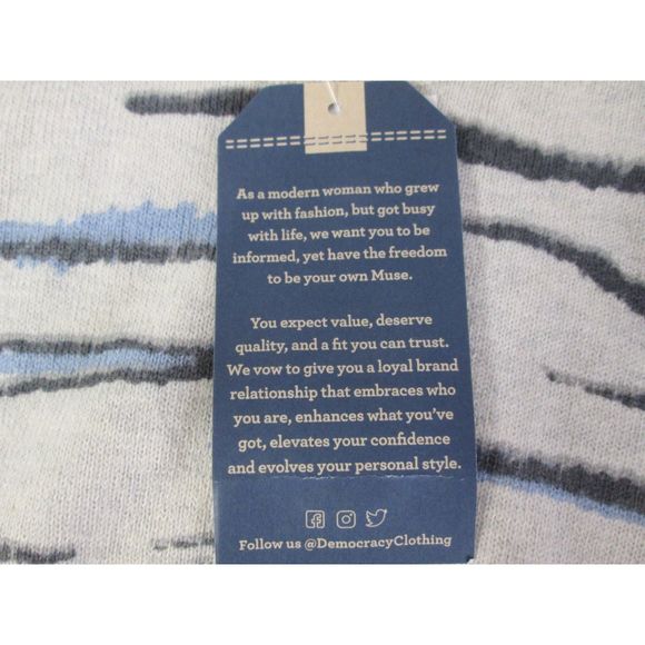 Democracy Jersey Knit Sweater Gray Tiger Tie Sides Pockets Cotton 2X (B9-129) - Picture 7 of 12